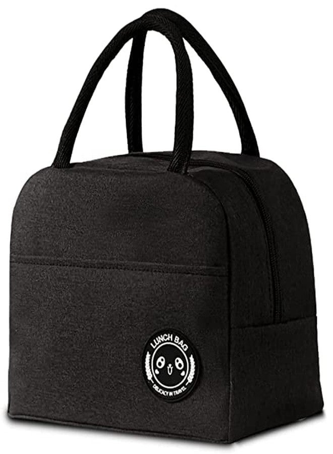 HaRvic Insulated Lunch Bags for Women Work Student Kids to School Waterproof Thermal Cooler Tote Bag Picnic Organizer Storage Tiffin Box Portable and Reusable (Black) - Image 1